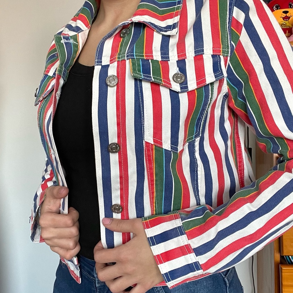 Striped denim jacket